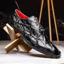 Marco Di Milano Genuine Pirarucu Exotic Lace-Up Oxford Shoes Olivieri Black image 7