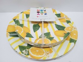 8pc Novogratz Lemon Stripes Melamine DINNER + Salad Plates Yellow - £42.63 GBP
