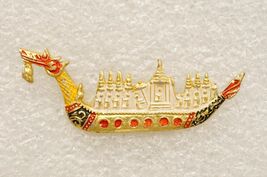 Vintage Enamel Costume Jewelry Thai Royal Dragon Boat Siam Thailand - $14.84