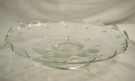 Teardrop Clear Indiana Glass Cup Cake Plate Stand Low Footed Dots Fluted Edge - £46.92 GBP