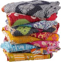 5 Pieces Mix Lot Whole Sale Kantha Quilts Vintage Cotton Bed Cover Throw... - $22.53+