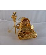 Vintage Danbury Mint Gold Christmas Ornament  Snowman with Hat and broom... - $449.55 MXN