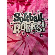 Tie Dye Clothing Co Pink Softball Rocks Graphic Hoodie Sweatshirt Medium - $24.75