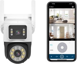 Dual Lens Security Camera Dual Screen 2K HD Wireless Security WiFi Camera for In - £45.51 GBP