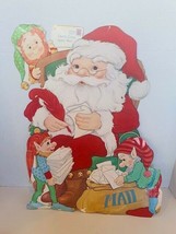 Christmas Decorations Vtg Wall Decor Santa Claus North Pole two 2 sided elf mail - £23.29 GBP