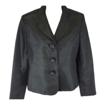 Evan Picone Womens Suit Jacket Blazer Black 3 Button Long Sleeve Slit Cuff 8 - £14.19 GBP
