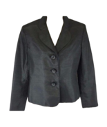 Evan Picone Womens Suit Jacket Blazer Black 3 Button Long Sleeve Slit Cu... - £14.19 GBP