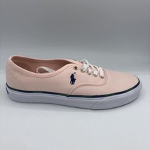 Polo Ralph Lauren Mens Keaton Leather-Trim Canvas Sneaker Carmel Pink 8.5D New - $38.12