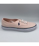 Polo Ralph Lauren Mens Keaton Leather-Trim Canvas Sneaker Carmel Pink 8.... - £29.99 GBP