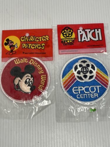 Vintage Pair of New Walt Disney World & Epcot Center Embroidered Patch Mickey 3” - £21.89 GBP