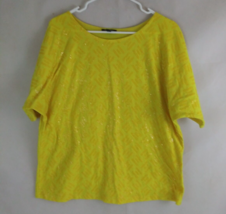 Notations Woman Bright Yellow Blouse With Beaded Designs Plus Size 1X - £9.98 GBP