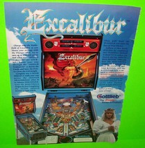 Excalibur Pinball Machine AD Ready To Frame Artwork Sheet OVERSIZE 1988 - £11.23 GBP