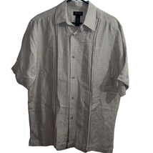 Axcess Button Front Shirt Mens Size M Beige Collared Short Sleeves Linen... - £8.63 GBP