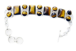adorable Tiger Eye 925 Sterling Silver Brown Bracelet véritable bijoux US... - £101.90 GBP