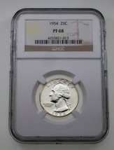 1954 25C Washington Quarts Preuve Classé Par NGC Comme PF-68 - $1,392.02 MXN