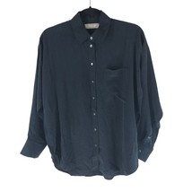 Everlane Womens Silk Button Down Shirt Oversized Pocket Black 0 - £41.56 GBP