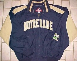 Notre Dame Fighting Irish NCAA Majestic Blue Gold Full Zipper Nylon Jacket L - £14.96 GBP