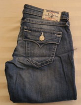 NWT True Religion Boot Cut Blue Jeans Size 28 Transparent Swarovski Crystal - £77.07 GBP
