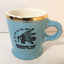 The Gas City Of the West Head Dress Medicine Hat Gold Coffee Cup Mug Alberta Tea - £11.87 GBP