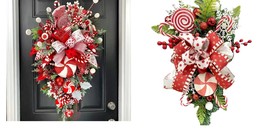Home Decoration Christmas Candy Wreath Garlands Decor Front Door Wall Ha... - $757.82 MXN