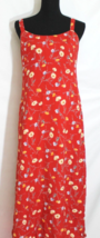 VINTAGE BRAEMAR RED FLORAL MAXI DRESS SIZE 10P SPAGHETTI STRAP BELOW KNEE - £26.66 GBP