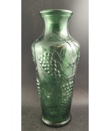 Norleans Italy Green Glass Vase Grapes Apple &amp; Pear In 3D Relief, Mint C... - $45.00