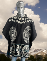 Llama Poncho with Hood | Soft and Comfortable Wool | Navajo Design | Handcrafted - £54.59 GBP