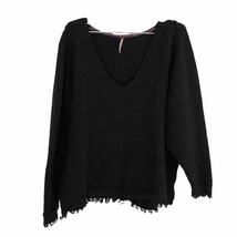 Free people Irresistible Fringe black brown wool sweater women’s size M - $33.66