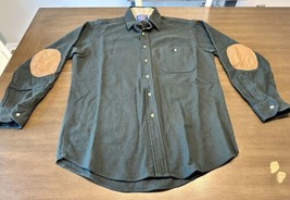 Vintage Pendleton Men&#39;s Shirt Medium Green Elbow Patch Button Up Wool - £36.05 GBP
