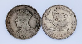 Plein De 2 Argent Nouvelle-Zélande 2 Shilling Pièces 1934 + 1943 XF - Au - £53.52 GBP