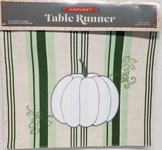 Fabric Linen Printed Kitchen Table Runner (13&quot;x36&quot;) WHITE PUMPKIN, Harvest - £11.07 GBP
