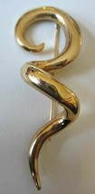 Modernistic Twisting Brooch Pin Large 1980s Gold Tone  Great for Jeans or Dress - £19.94 GBP