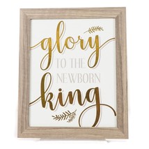 Christmas Glory to The Newborn King Hanging Decor Nativity White Gold Wood Frame - £6.11 GBP