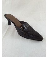 BRIGHTON Pamela Brown Leather Croc Print Kitten Heel Slides Made In Braz... - £10.29 GBP