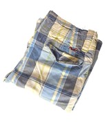 Hollister Bermuda Shorts Size 28 Blue White Plaid Button Fly Distressed Hem - €18,84 EUR