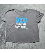 Starbucks Good Things Are Happening Graphic T-Shirt Gray V-Neck Anvil 3XL - $918.60 MXN