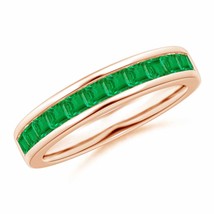 ANGARA Channel Set Square Emerald Half Eternity Band in 14K Solid Gold - £923.02 GBP