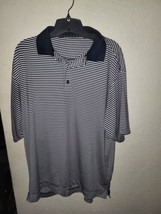  FootJoy Golf Collared Polo Shirt Navy Blue-White Striped  Men&#39;s XL - $17.46