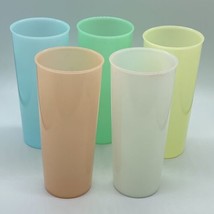 VINTAGE LOT OF 5 TUPPERWARE  16 OUNCE TUMBLERS/GLASSES # 107 PASTEL COLO... - $17.77