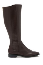 CALVIN KLEIN Finley Gored Leather Riding Boots Coffee Bean Brown 6.5 M  - £43.60 GBP