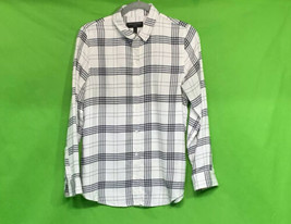 Banana Republic Boyfriend Fit Women’s Black White Plaid Blouse Top Shirt Button - $12.99