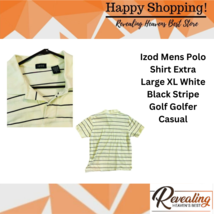 Izod Mens Polo Shirt Extra Large XL White Black Stripe Golf Golfer Casual - £14.85 GBP