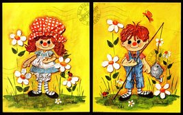 Animated Paper Mache Dolls : Children&#39;s Room Art boy + Girl Raggedy Ann + Andy D - £53.59 GBP