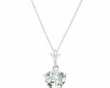 Galaxy Gold GG 14K Solid White Gold Natural Aquamarine Heart Pendant Nec... - $357.38