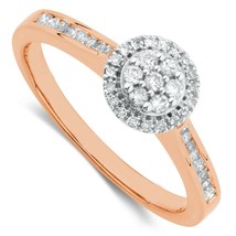 0.40 Carati Taglio Rotondo Diamante Grappolo Promessa Fidanzamento Ring 14k Rosa - £161.71 GBP