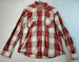 Levi&#39;s Shirt Men Large Multi Plaid Pockets Long Sleeve Collared Snap Button Down - £13.69 GBP