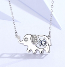 Cute Elephant Dancing Stone Animal Lover 925 Sterling Silver Pendant Necklace - £46.93 GBP