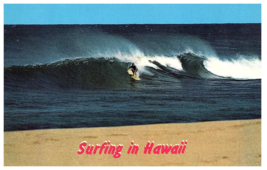 Riding the Waves Surfing the Big Waves Hawaii Postcard - £5.17 GBP