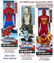 3pc Ultimate Spider-Man Marvel Titan Hero Series 12in Action Figure NEW, Sealed - £23.55 GBP