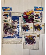 VTG 1990s Hot Wheels Party Decoration Ephemera Tablecloth Plates Napkins 2 - $27.00